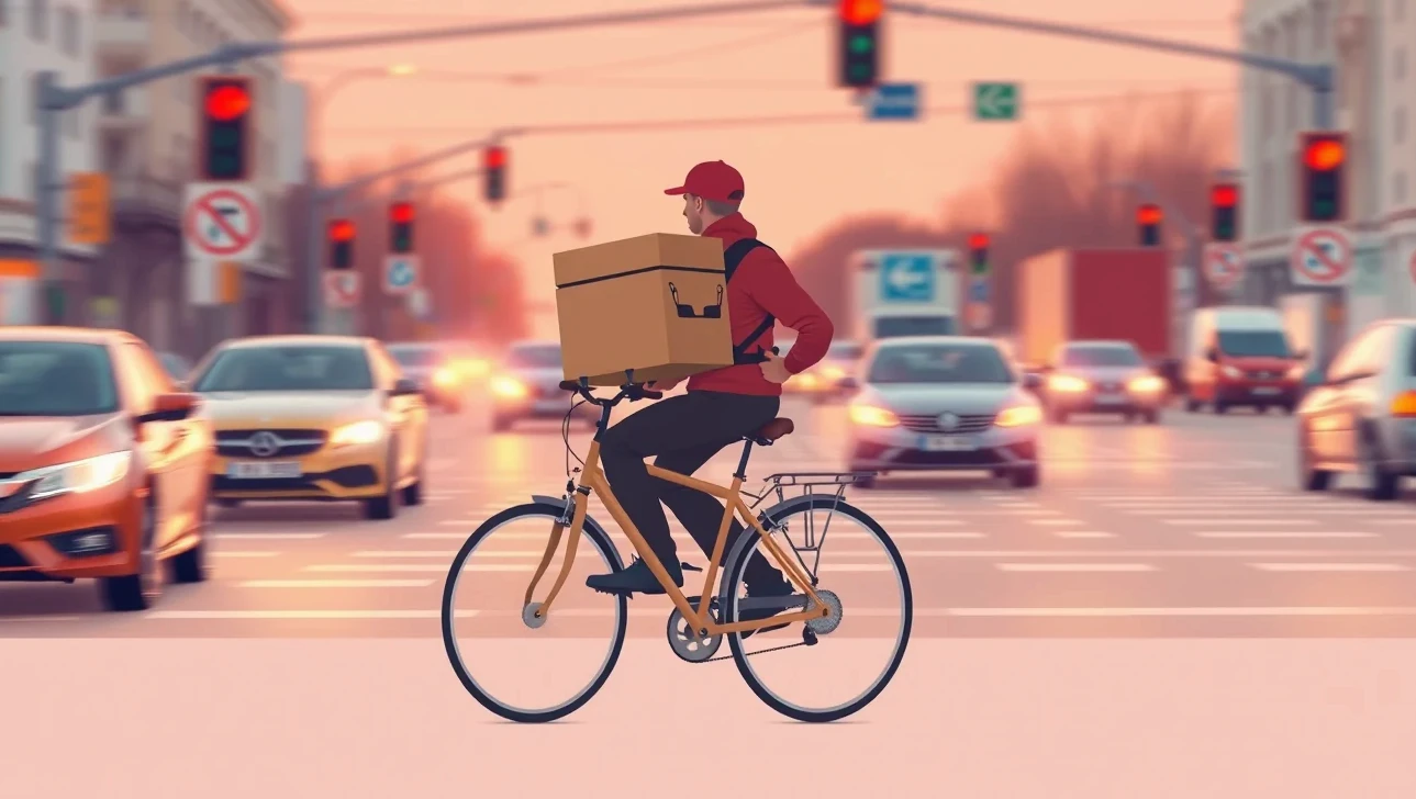 Cyklista stojaci pri aute po kolízii na ceste v obci