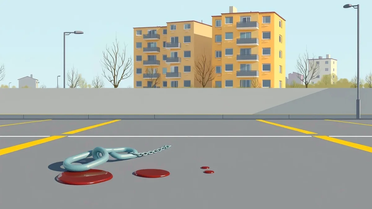 Motocykel zaparkovaný v podzemnej hromadnej garáži vedľa betónového stĺpa
