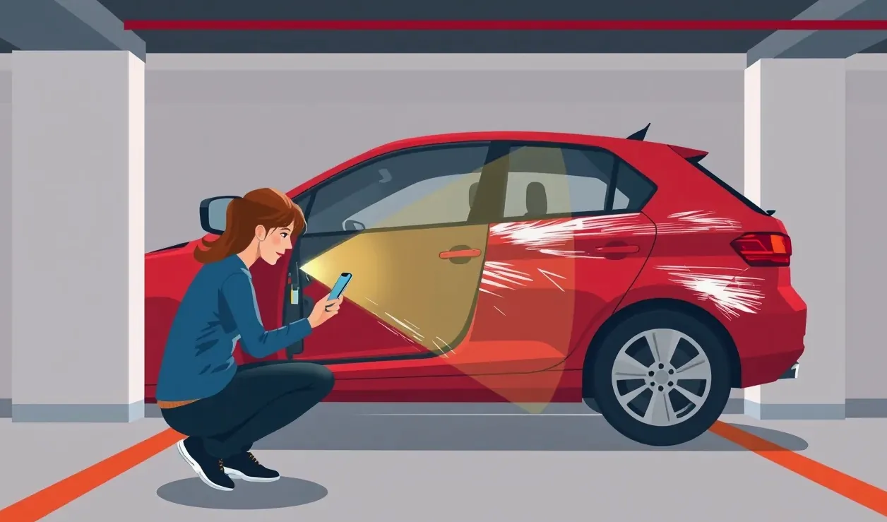 Detail prasknutého čelného skla automobilu po zásahu odletujúcim kamienkom