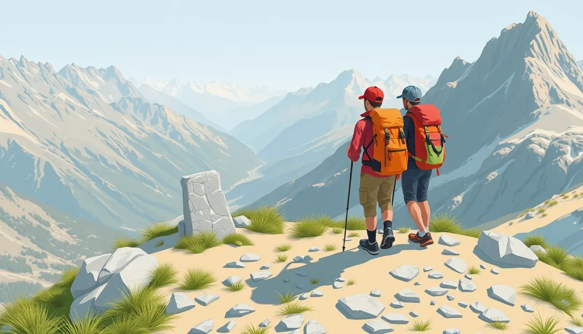 Pohľad na hraničný hrebeň Vysokých Tatier s turistickým chodníkom