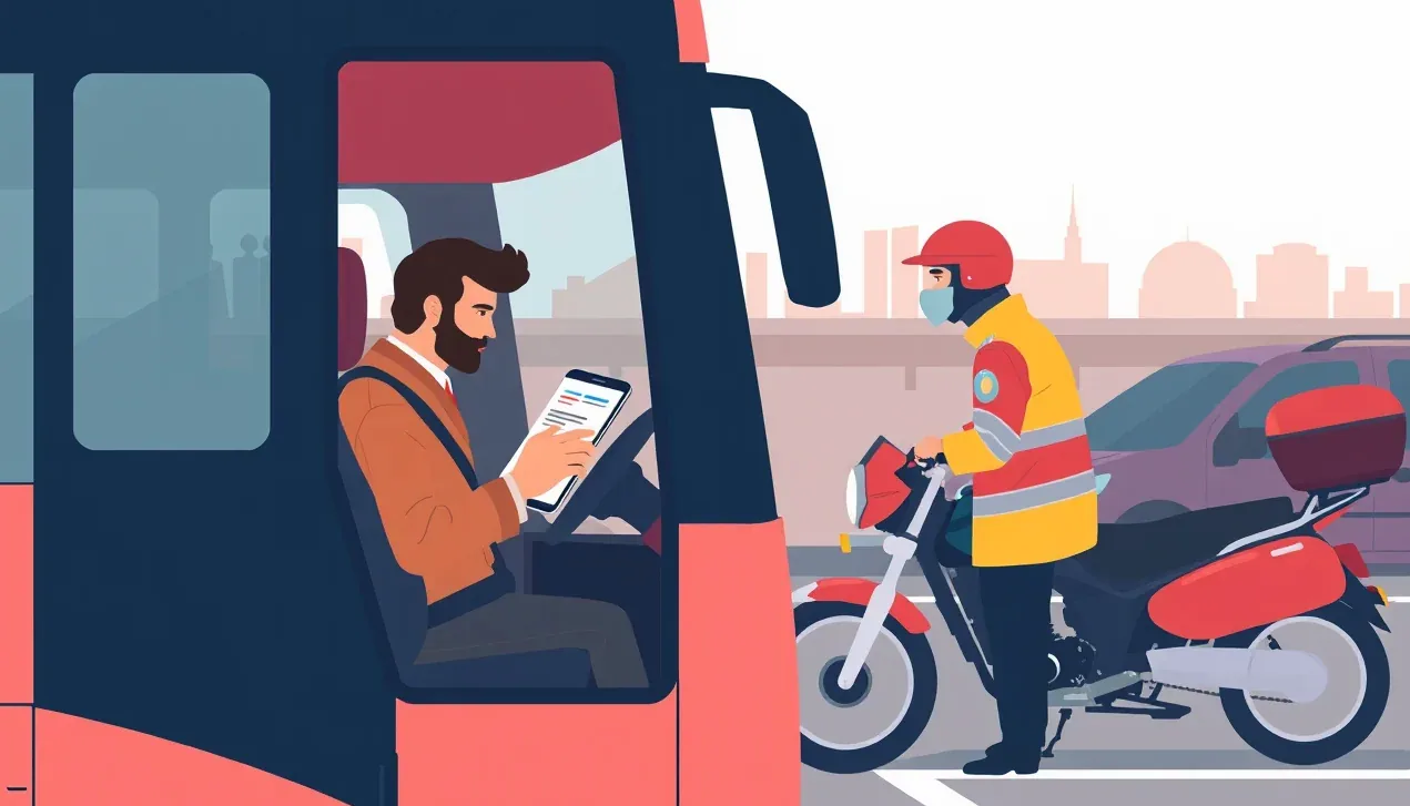 Pohľad na strechu autobusu prechádzajúceho popod nízky železničný podjazd