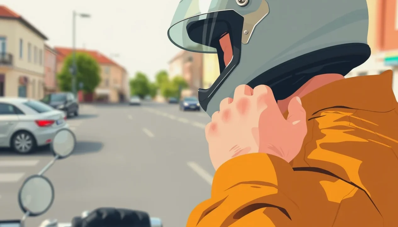 Otvorená motolekárnička s obväzovým materiálom na sedadle motocykla