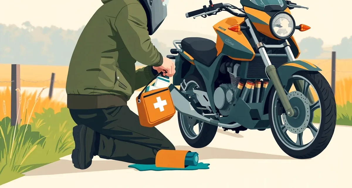 Motocyklista spisuje záznam o dopravnej nehode na ceste