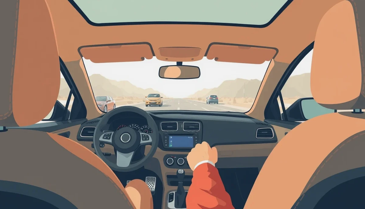 Inštruktor autoškoly vysvetľuje žiakovi ovládacie prvky nákladného automobilu na cvičisku