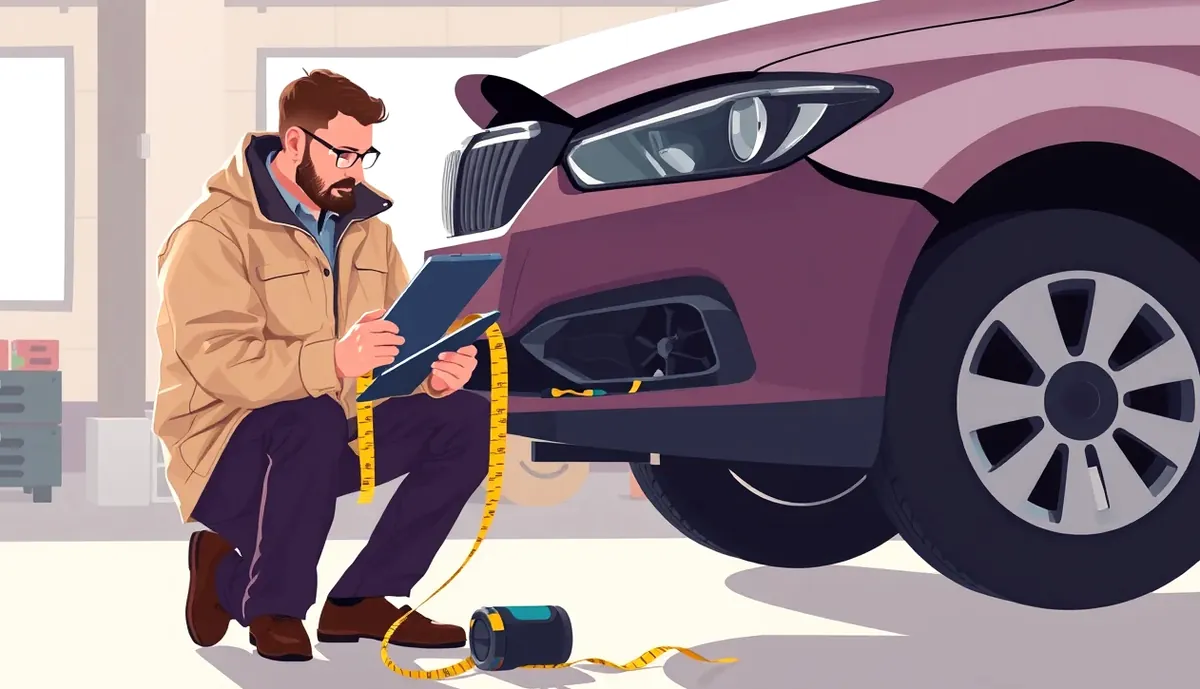 Mechanik kontroluje podvozok zdvihnutého vozidla v autoservise