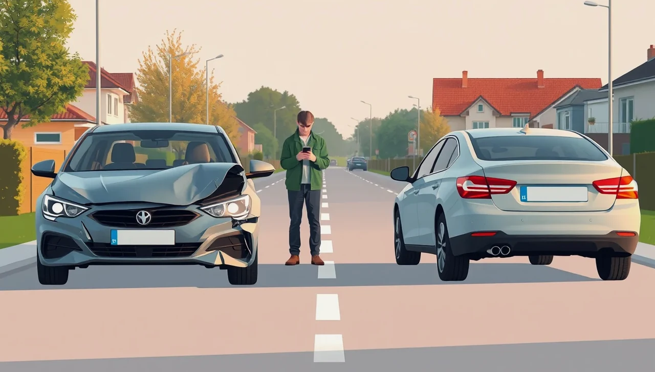 Vodič pri pulte autoservisu kontroluje faktúru za opravu karosérie po nehode