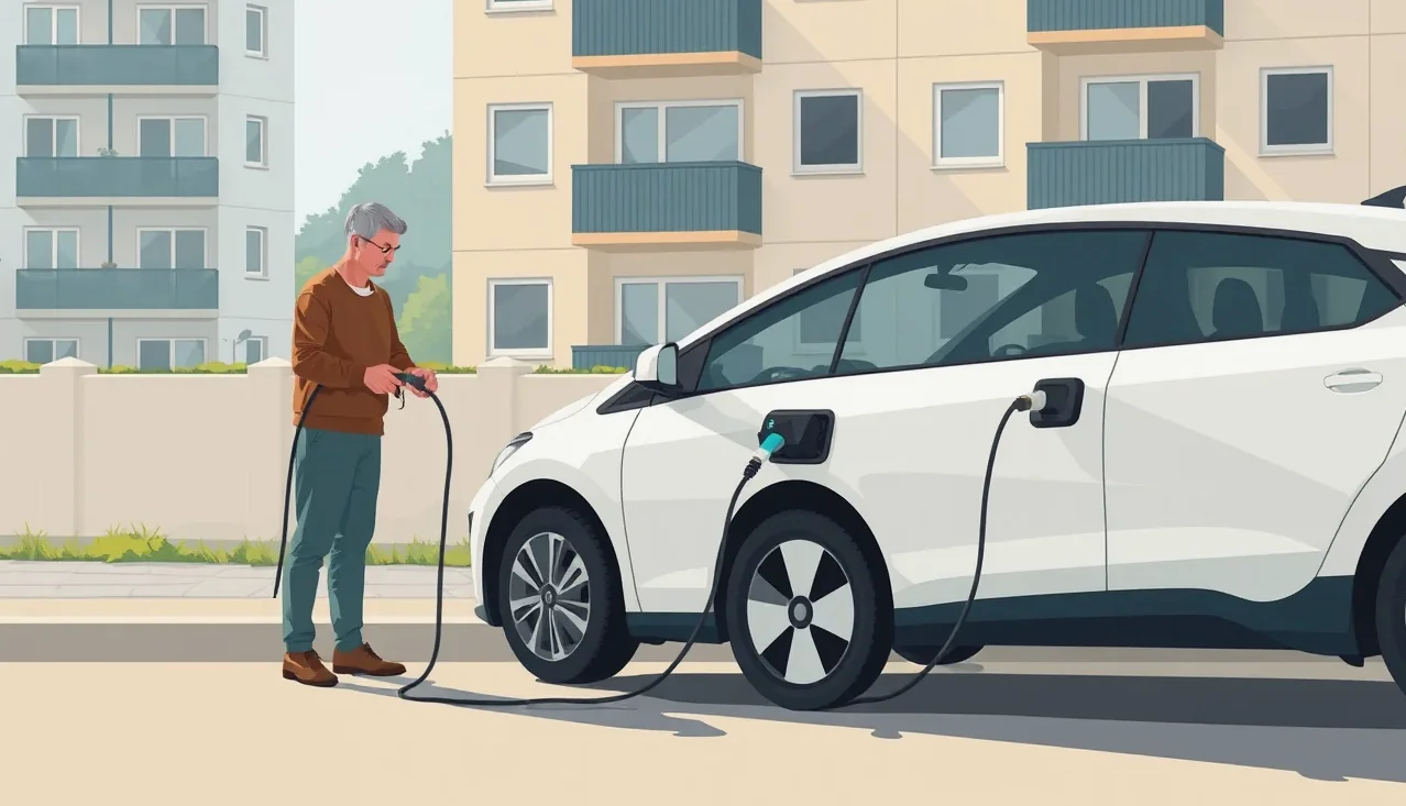 Mechanik v servise kontroluje batériový modul na spodku elektromobilu