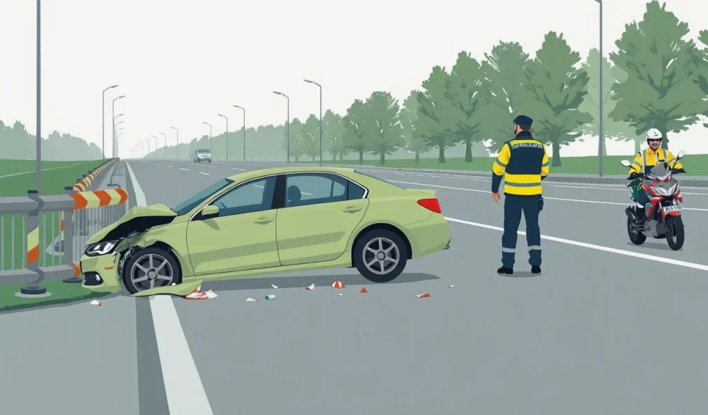 Zdravotnícky záchranár vyšetruje vodiča po kolapse vo firemnom automobile